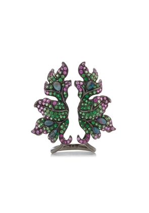 Wendy Yue - Double Foliage 18K White Gold Multi-Stone Ring - Green - US 6.75 - Moda Operandi - Gifts For Her