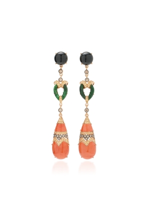 Wendy Yue - Coral in Deco 18K Rose Gold Multi-Stone Earrings - Orange - OS - Moda Operandi - Gifts For Her