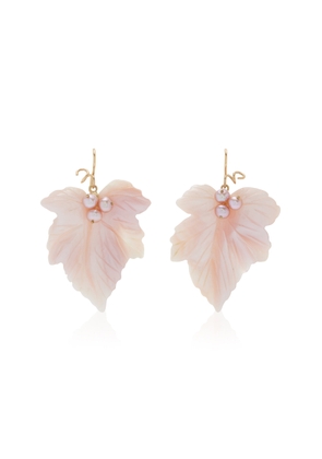 Annette Ferdinandsen - Grape Leaf 18K Yellow Gold Mother-of-Pearl Earrings - Pink - OS - Moda Operandi - Gifts For Her