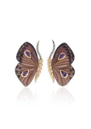 Silvia Furmanovich - Small Marquetry Wood Butterfly Earrings - Brown - OS - Moda Operandi - Gifts For Her