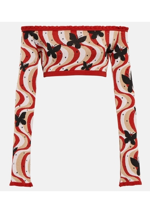 Alessandra Rich Printed bandeau cropped top