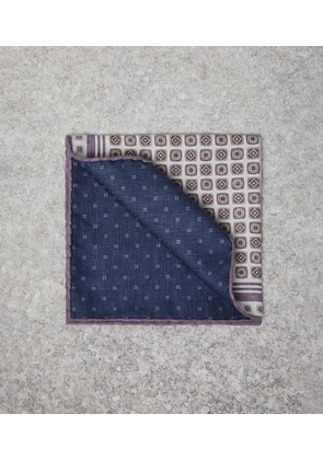 Brunello Cucinelli Silk reversible Geometric Pocket Square