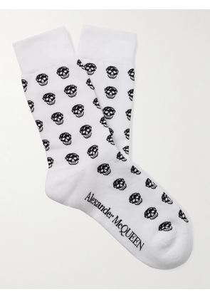 Alexander McQueen - Skull-Intarsia Cotton-Blend Socks - Men - White - M