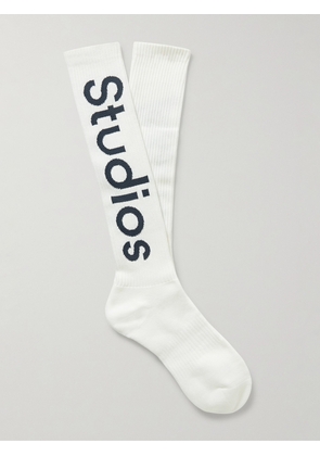 Acne Studios - Logo-Jacquard Ribbed Cotton-Blend Socks - Men - White - EU 37-40