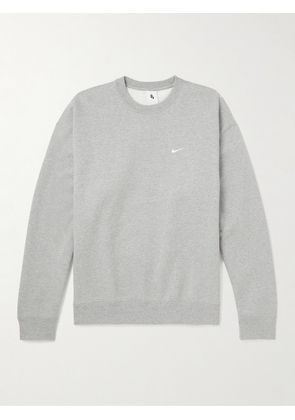 Nike - Solo Swoosh Logo-Embroidered Cotton-Blend Jersey Sweatshirt - Men - Gray - XS