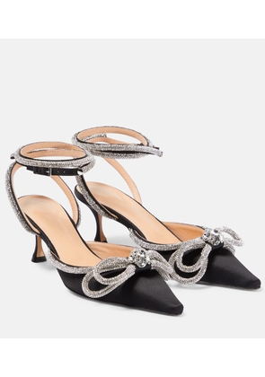 Mach & Mach Double Bow 65 embellished satin pumps