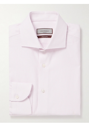 Canali - Cotton and Linen-Blend Jacquard Shirt - Men - Pink - EU 37
