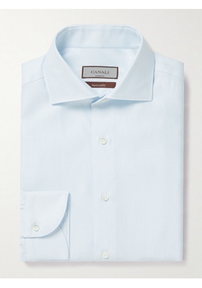 Canali - Cotton and Linen-Blend Jacquard Shirt - Men - Blue - EU 37