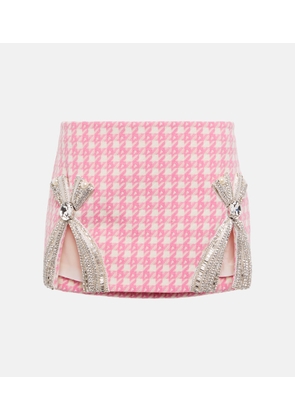 Area Checked crystal-trimmed wool-blend miniskirt