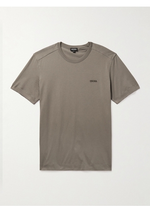 Zegna - Slim-Fit Logo-Embroidered Cotton-Jersey T-Shirt - Men - Brown - IT 48