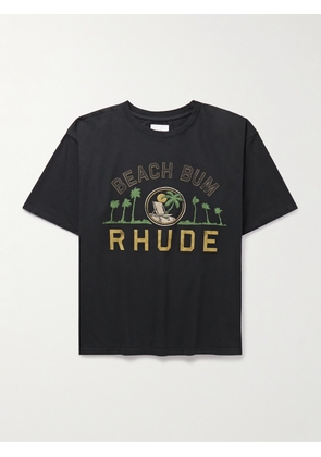 Rhude - Palmera Logo-Print Cotton-Jersey T-Shirt - Men - Black - XS
