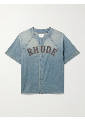 Rhude - Logo-Appliquéd Denim Shirt - Men - Blue - XS
