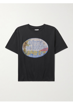 Rhude - Dimora Logo-Print Cotton-Jersey T-Shirt - Men - Black - XS
