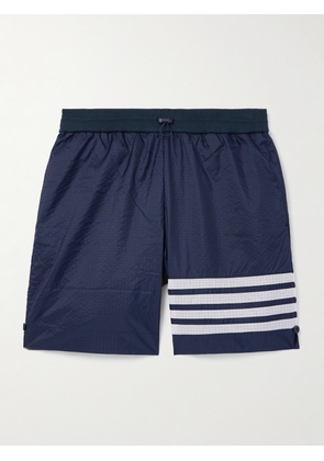 Thom Browne - Straight-Leg Striped Cotton-Jersey and Ripstop Drawstring Shorts - Men - Blue - 1