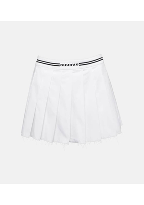 Miu Miu Logo pleated cotton miniskirt