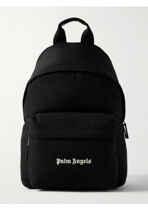 Palm Angels - Leather-Trimmed Logo-Embroidered CORDURA® Backpack - Men - Black