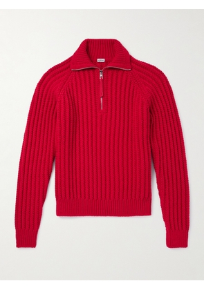 LOEWE - Fisherman Ribbed Wool Half-Zip Sweater - Men - Red - XS