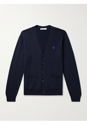 Maison Kitsuné - Slim-Fit Logo-Appliquéd Wool Cardigan - Men - Blue - XS