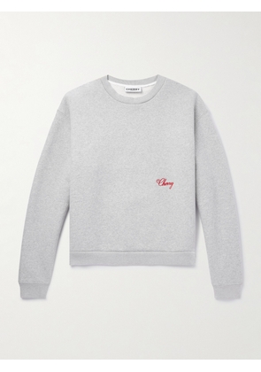 Cherry Los Angeles - Logo-Embroidered Cotton-Blend Jersey Sweatshirt - Men - Gray - XS