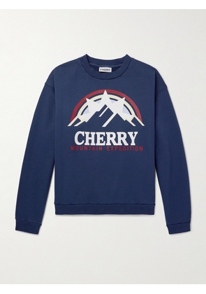 Cherry Los Angeles - Mountain Expedition Logo-Print Cotton-Jersey Sweatshirt - Men - Blue - XS