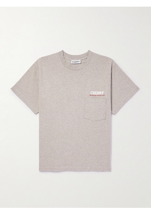 Cherry Los Angeles - Mountain Expedition Garment-Dyed Logo-Print Cotton-Jersey T-Shirt - Men - Neutrals - XS