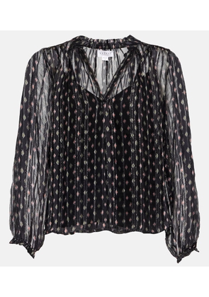 Velvet Semi-sheer cotton-blend blouse