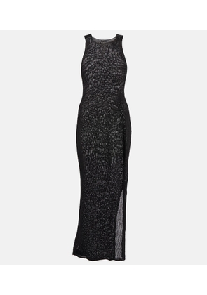Tom Ford Satin-trimmed raffia-effect maxi dress