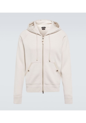 Tom Ford Leather-trimmed cashmere hoodie