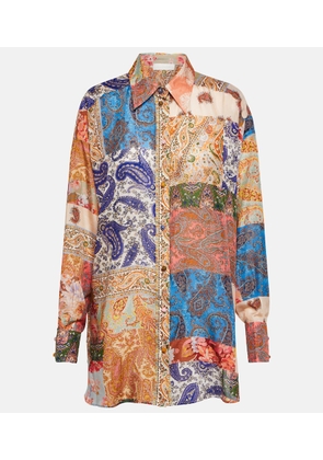 Zimmermann Devi oversized patchwork silk shirt