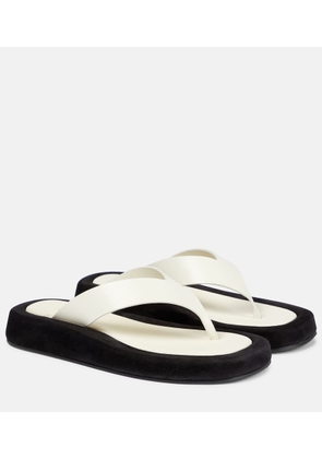 The Row Ginza leather and suede thong sandals