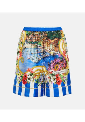 Dolce&Gabbana Portofino high-rise printed silk shorts
