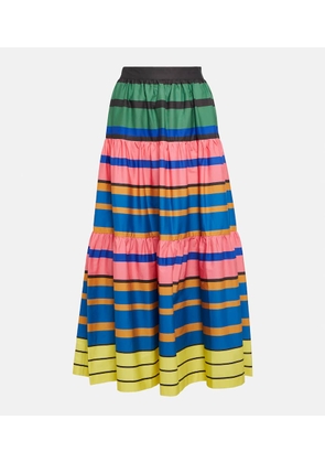 Staud Sea striped cotton midi skirt