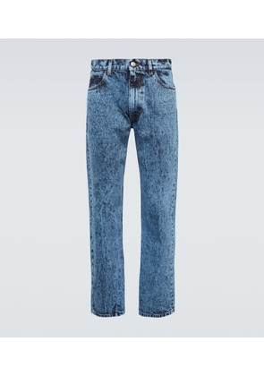Marni Leather-trimmed straight jeans