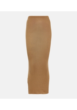 Prada High-rise silk midi skirt