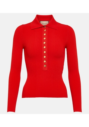 Gucci Ribbed-knit polo sweater
