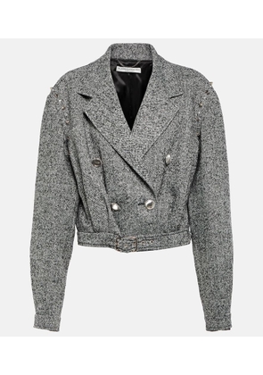 Alessandra Rich Herringbone cropped wool-blend jacket