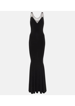 Norma Kamali Mesh-trimmed racerback gown