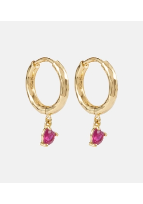 Octavia Elizabeth Charmed Micro Gabby 18kt gold hoop earrings with ruby