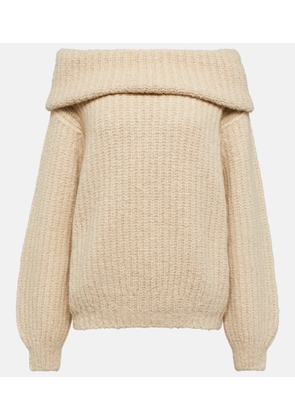 Loro Piana Off-shoulder ribbed-knit cashmere sweater