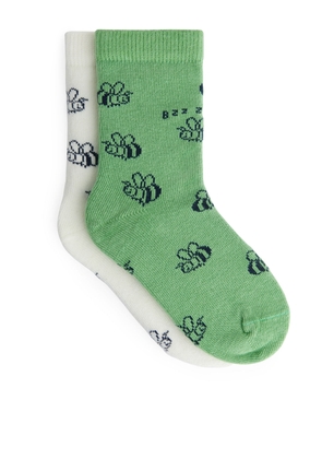 Jacquard Socks, 2 Pairs - Green