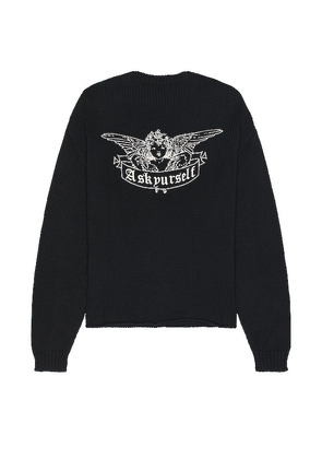 Askyurself Angel Cropped Chunky Knit Sweater in Black. Size XL/1X.