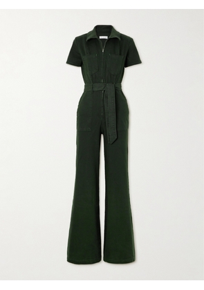 GOOD AMERICAN - Fit For Success Belted Denim Jumpsuit - Green - x small,small,medium,large,x large