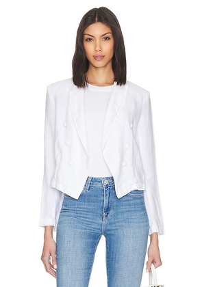 L'AGENCE Wayne Crop Double Breasted Jacket in White. Size L.