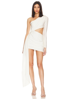 Khanums X Revolve One Shoulder Sash Mini Dress in Ivory. Size M, XL/1X, XS.