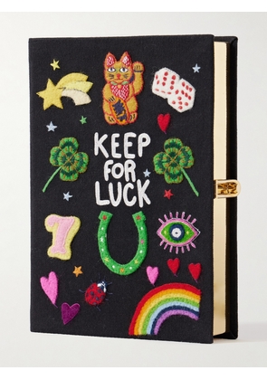Olympia Le-Tan - + Nina Darzi Keep For Luck Embroidered Appliquéd Canvas Clutch - Black - One size