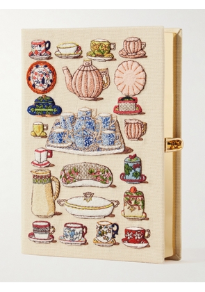 Olympia Le-Tan - Tea Time Embroidered Appliquéd Canvas Clutch - Cream - One size