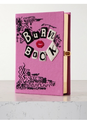 Olympia Le-Tan - Mean Girls Burn Book Embroidered Appliquéd Canvas Clutch - Pink - One size