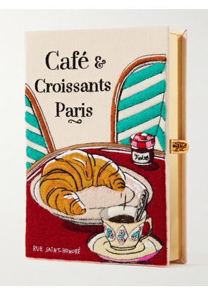 Olympia Le-Tan - Café & Croissants Embroidered Appliquéd Canvas Clutch - Multi - One size