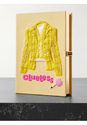 Olympia Le-Tan - Clueless Embroidered Appliquéd Canvas Clutch - Yellow - One size