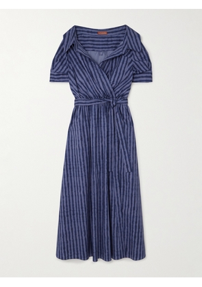 Altuzarra - Lydia Belted Off-the-shoulder Striped Cotton-blend Poplin Midi Dress - Blue - FR34,FR36,FR38,FR40,FR42,FR44,FR46